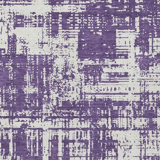 Purple And Ivory Abstract Washable Indoor Outdoor Area Rug Photo 5
