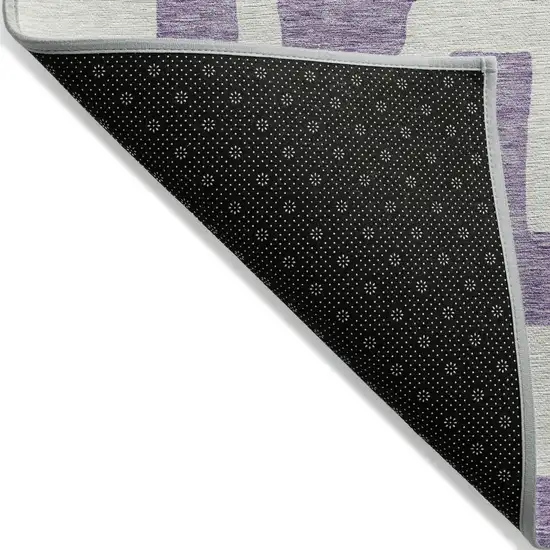 Purple And Ivory Abstract Washable Indoor Outdoor Area Rug Photo 4