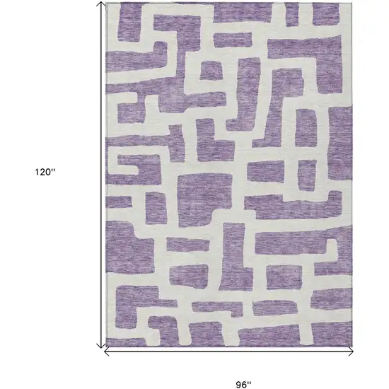Purple And Ivory Abstract Washable Indoor Outdoor Area Rug Photo 3