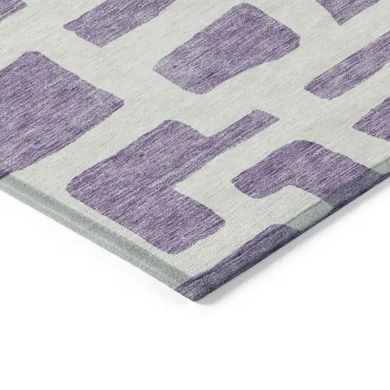 Purple And Ivory Abstract Washable Indoor Outdoor Area Rug Photo 5