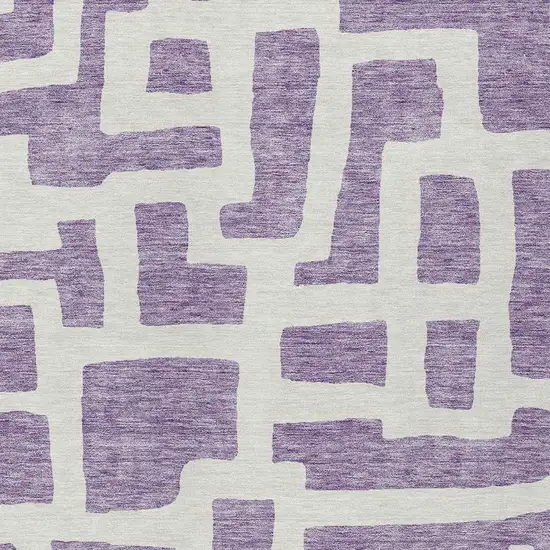 Purple And Ivory Abstract Washable Indoor Outdoor Area Rug Photo 6