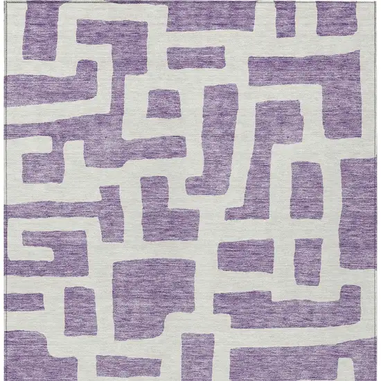 Purple And Ivory Abstract Washable Indoor Outdoor Area Rug Photo 7