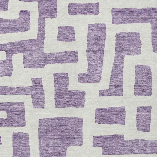 Purple And Ivory Abstract Washable Indoor Outdoor Area Rug Photo 6