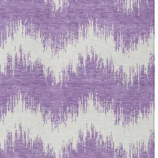 Purple And Ivory Chevron Washable Indoor Outdoor Area Rug Photo 5