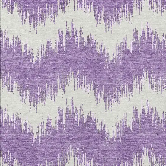 Purple And Ivory Chevron Washable Indoor Outdoor Area Rug Photo 5