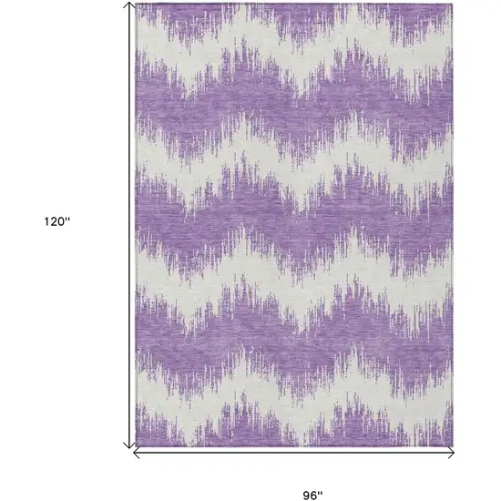 Purple And Ivory Chevron Washable Indoor Outdoor Area Rug Photo 3