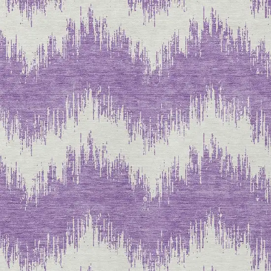 Purple And Ivory Chevron Washable Indoor Outdoor Area Rug Photo 5