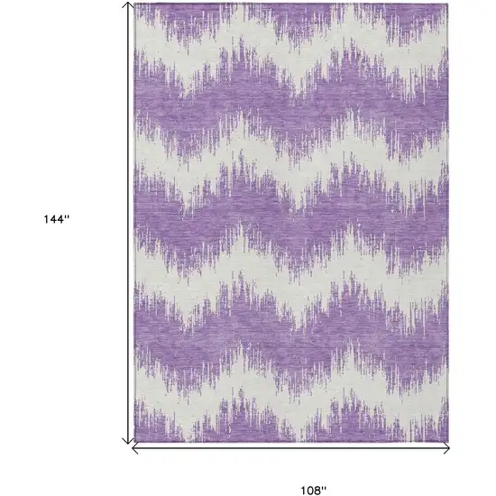 Purple And Ivory Chevron Washable Indoor Outdoor Area Rug Photo 3