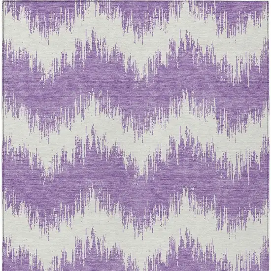 Purple And Ivory Chevron Washable Indoor Outdoor Area Rug Photo 6