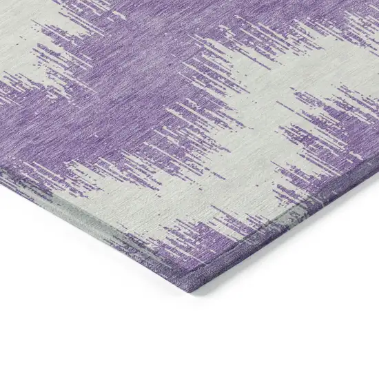 Purple And Ivory Chevron Washable Indoor Outdoor Area Rug Photo 4