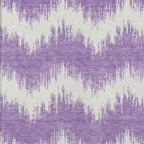 Purple And Ivory Chevron Washable Indoor Outdoor Area Rug Photo 5