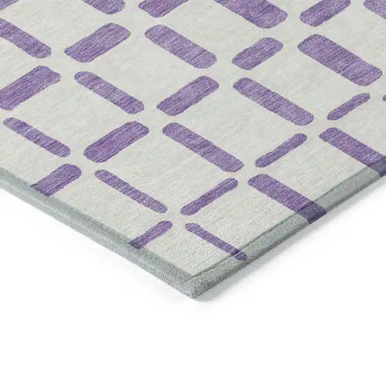 Purple And Ivory Geometric Washable Indoor Outdoor Area Rug Photo 5