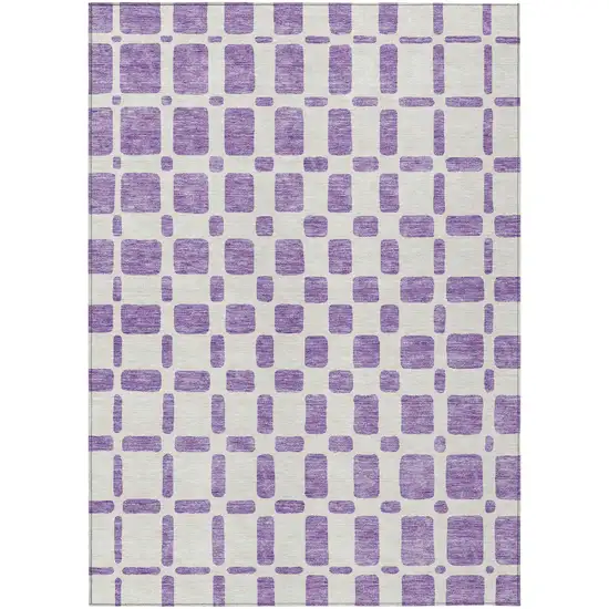 Purple And Ivory Geometric Washable Indoor Outdoor Area Rug Photo 2