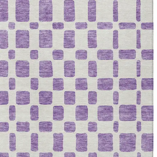 Purple And Ivory Geometric Washable Indoor Outdoor Area Rug Photo 6
