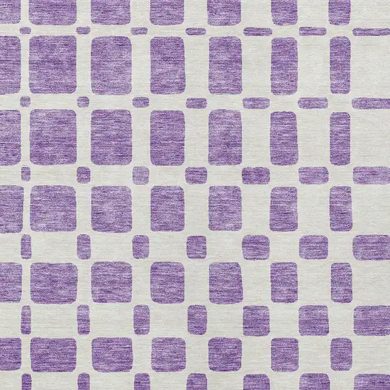 Purple And Ivory Geometric Washable Indoor Outdoor Area Rug Photo 6