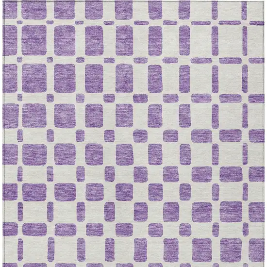 Purple And Ivory Geometric Washable Indoor Outdoor Area Rug Photo 7