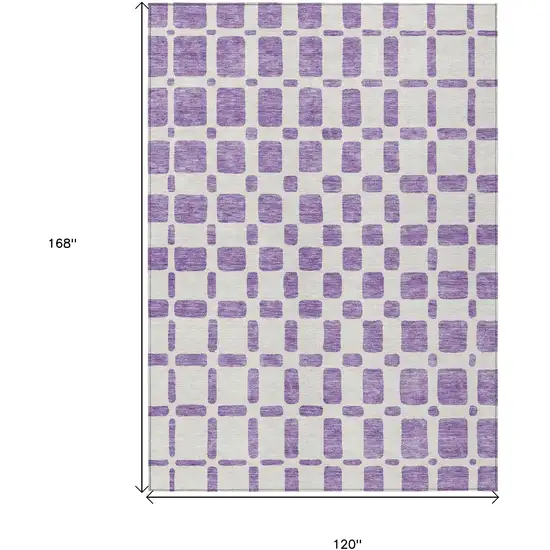 Purple And Ivory Geometric Washable Indoor Outdoor Area Rug Photo 3