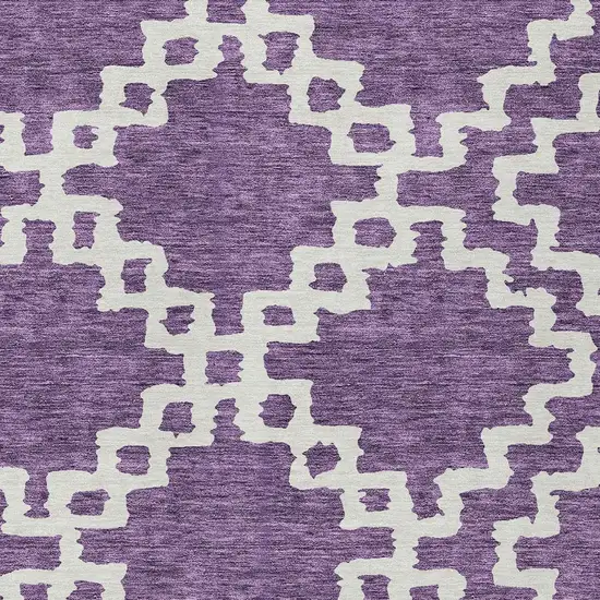 Purple And Ivory Geometric Washable Indoor Outdoor Area Rug Photo 6