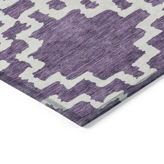 Purple And Ivory Geometric Washable Indoor Outdoor Area Rug Photo 4