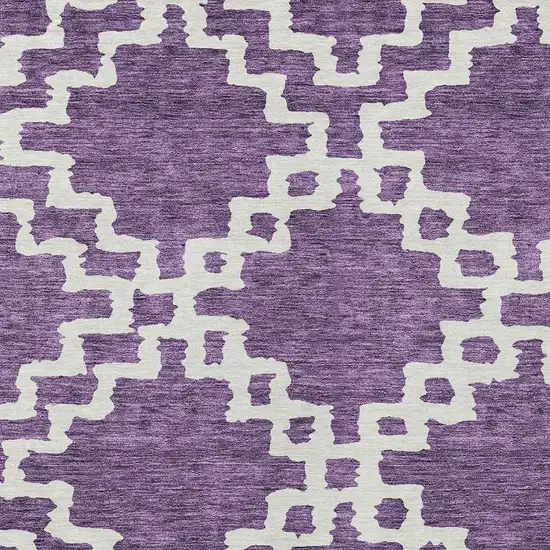 Purple And Ivory Geometric Washable Indoor Outdoor Area Rug Photo 6