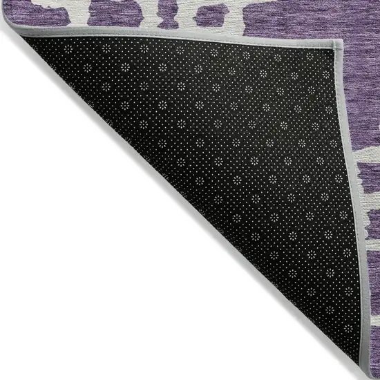 Purple And Ivory Geometric Washable Indoor Outdoor Area Rug Photo 5