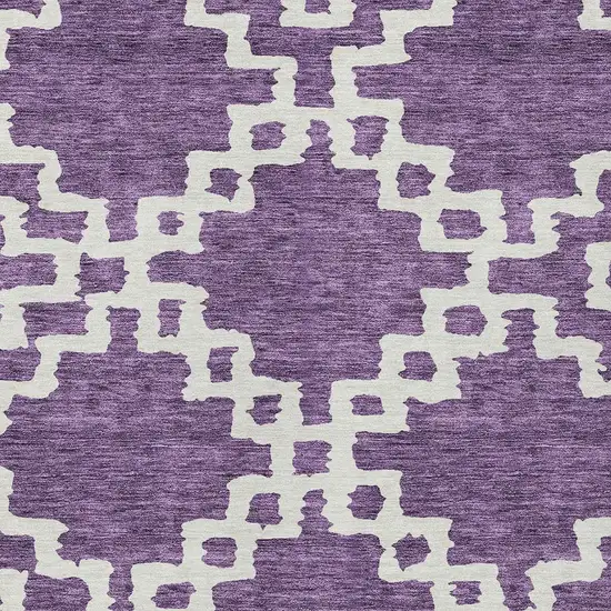 Purple And Ivory Geometric Washable Indoor Outdoor Area Rug Photo 6