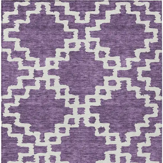 Purple And Ivory Geometric Washable Indoor Outdoor Area Rug Photo 7