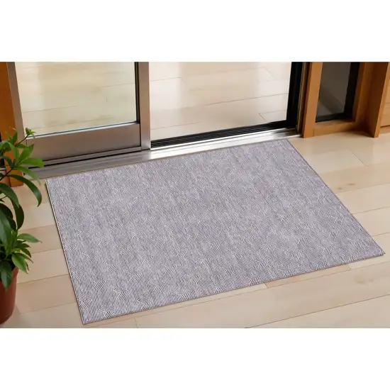 Purple And Ivory Geometric Washable Indoor Outdoor Area Rug Photo 1