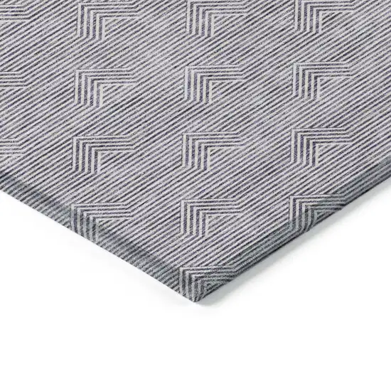 Purple And Ivory Geometric Washable Indoor Outdoor Area Rug Photo 5