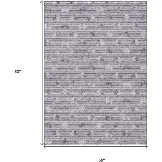 Purple And Ivory Geometric Washable Indoor Outdoor Area Rug Photo 3