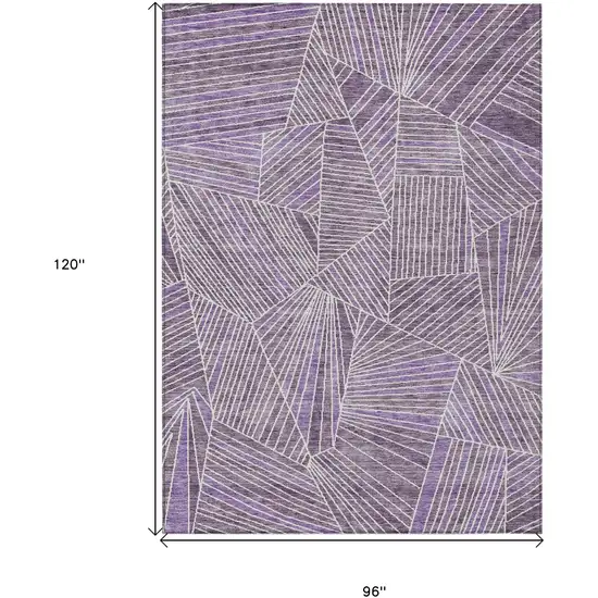 Purple And Ivory Geometric Washable Indoor Outdoor Area Rug Photo 3