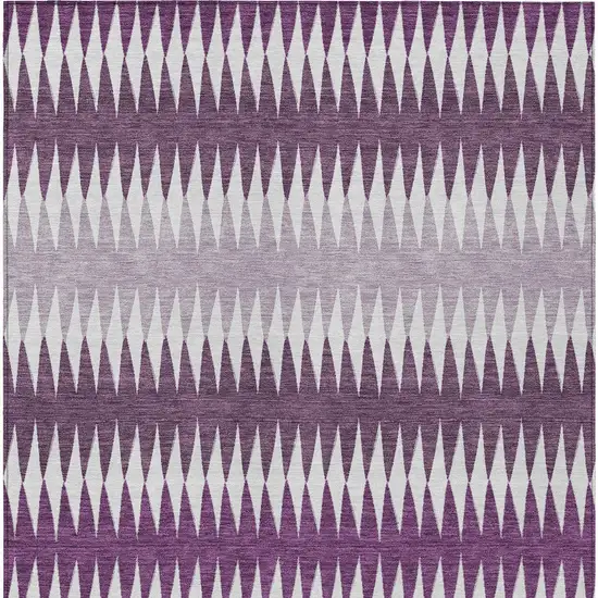 Purple And Ivory Striped Washable Indoor Outdoor Area Rug Photo 6