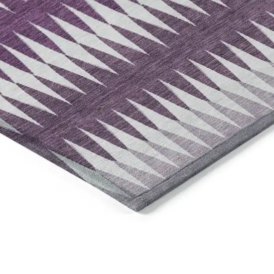 Purple And Ivory Striped Washable Indoor Outdoor Area Rug Photo 5