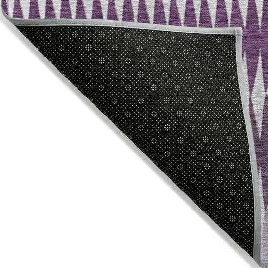 Purple And Ivory Striped Washable Indoor Outdoor Area Rug Photo 4