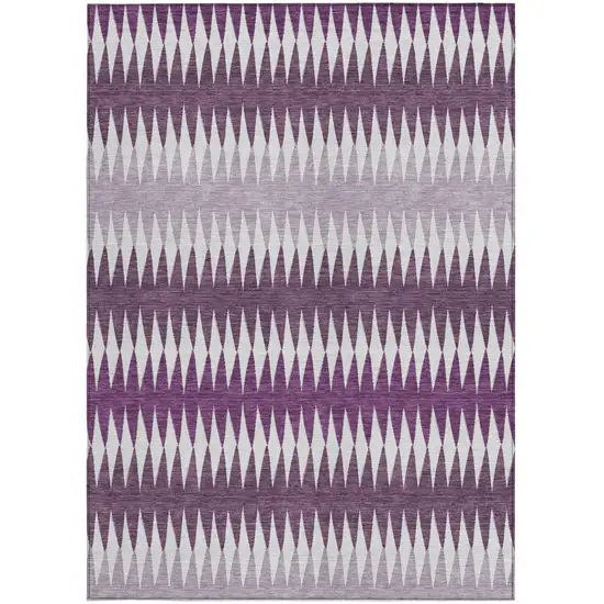 Purple And Ivory Striped Washable Indoor Outdoor Area Rug Photo 6