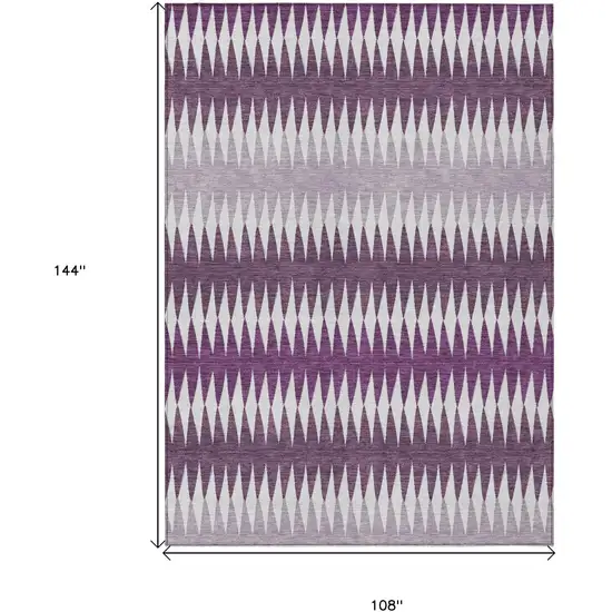 Purple And Ivory Striped Washable Indoor Outdoor Area Rug Photo 3