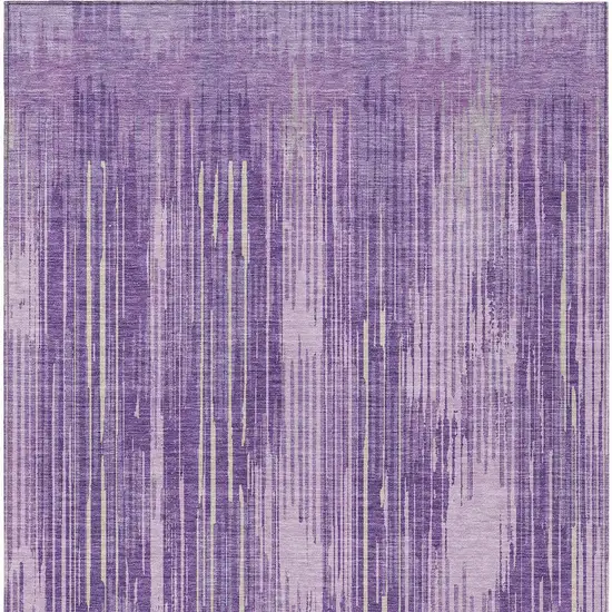 Purple And Ivory Striped Washable Indoor Outdoor Area Rug Photo 7