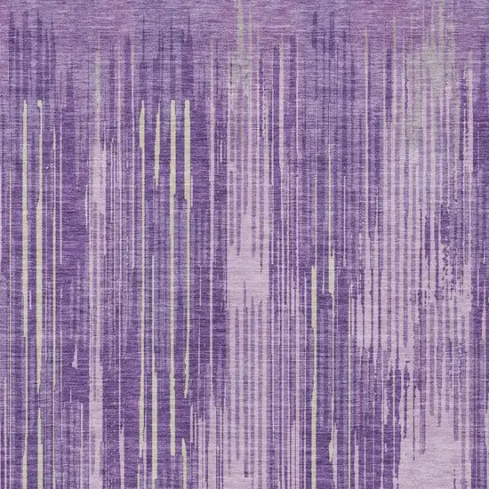 Purple And Ivory Striped Washable Indoor Outdoor Area Rug Photo 6