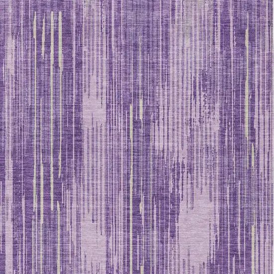 Purple And Ivory Striped Washable Indoor Outdoor Area Rug Photo 6