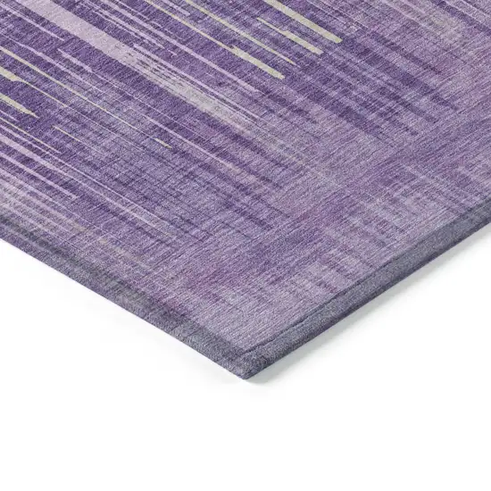 Purple And Ivory Striped Washable Indoor Outdoor Area Rug Photo 5