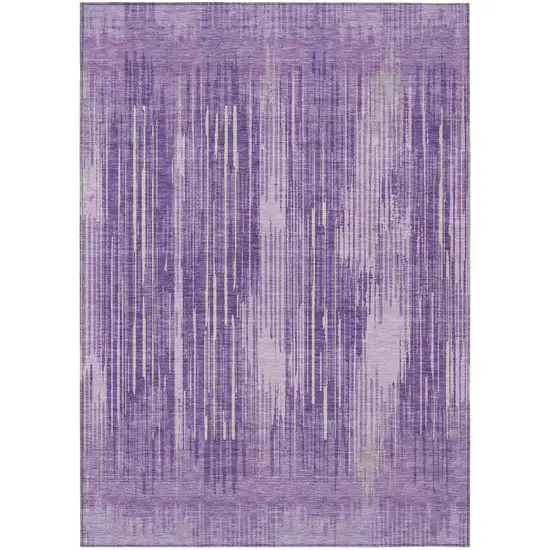 Purple And Ivory Striped Washable Indoor Outdoor Area Rug Photo 2
