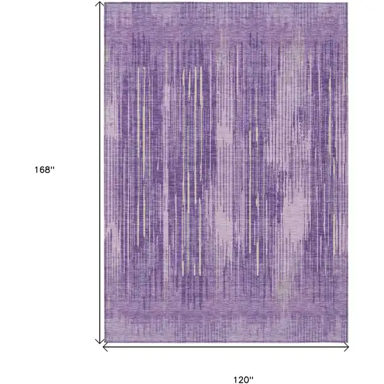 Purple And Ivory Striped Washable Indoor Outdoor Area Rug Photo 3