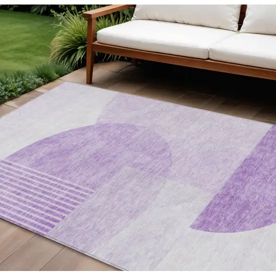 Purple And Lavender Geometric Washable Indoor Outdoor Area Rug Photo 1