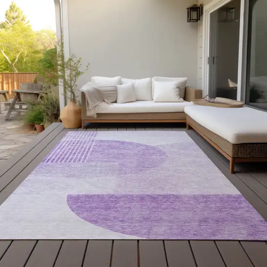 Purple And Lavender Geometric Washable Indoor Outdoor Area Rug Photo 8