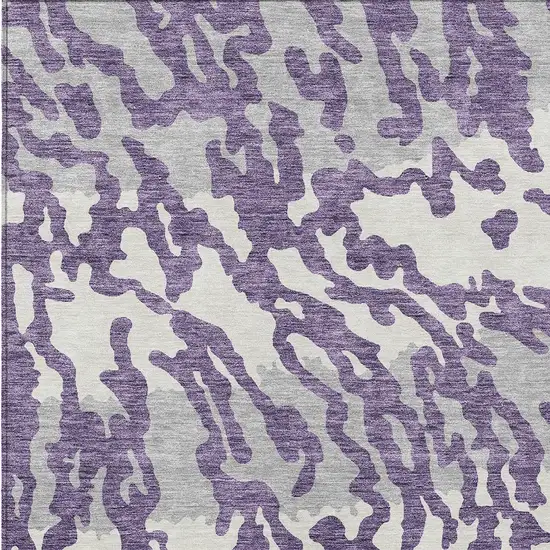Purple Gray And Ivory Animal Print Washable Indoor Outdoor Area Rug Photo 6