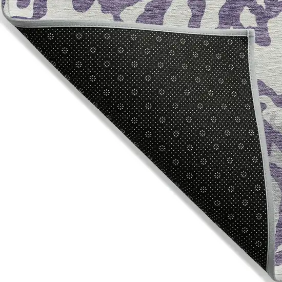 Purple Gray And Ivory Animal Print Washable Indoor Outdoor Area Rug Photo 4