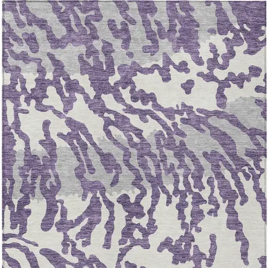 Purple Gray And Ivory Animal Print Washable Indoor Outdoor Area Rug Photo 7