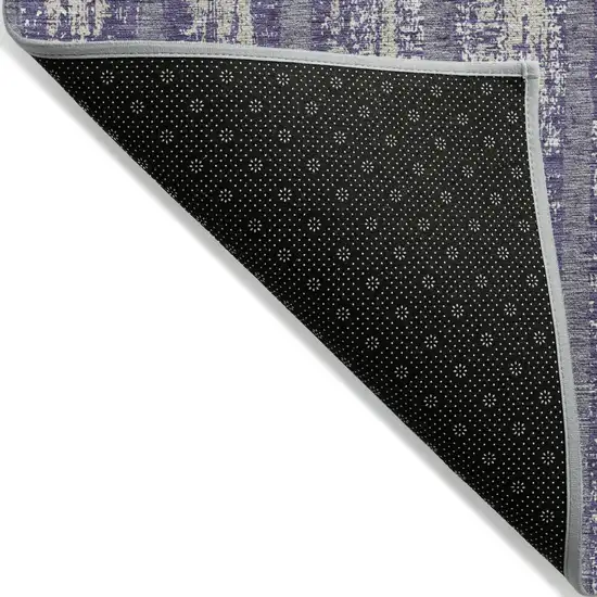 Purple Gray And Ivory Striped Washable Indoor Outdoor Area Rug Photo 4