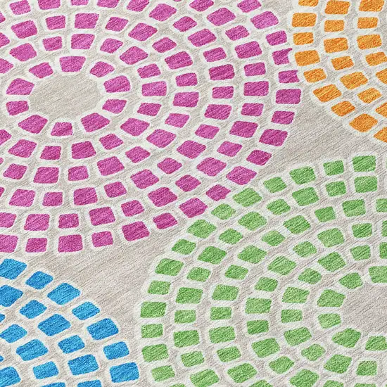 Purple Green And Aqua Geometric Washable Indoor Outdoor Area Rug Photo 7