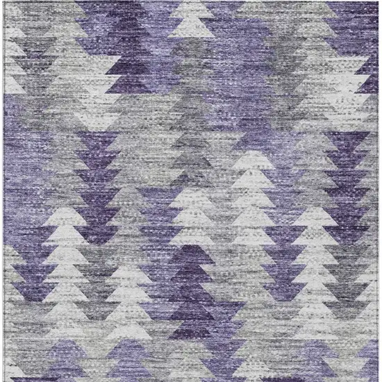 Purple Lavender And Gray Geometric Washable Indoor Outdoor Area Rug Photo 6